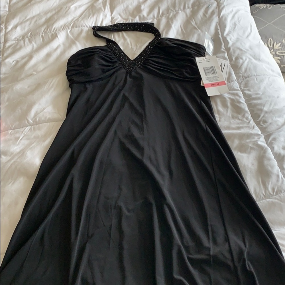 NWT Black Cocktail Dress w/Halter Embellishments